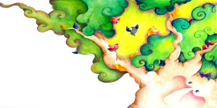 "La Quercia e gli uccellini"- illustration for the book "La Quercia e la stella", personal project, watercolor